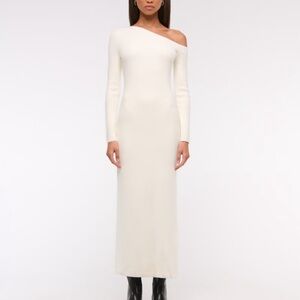 Abercrombie & Fitch Cream One Shoulder Sheath Dress